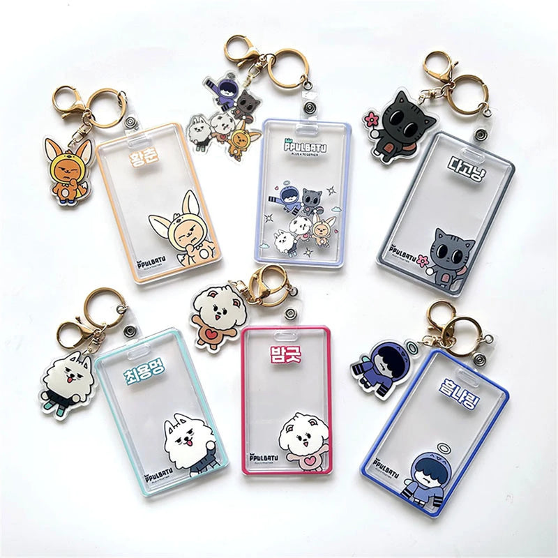 Kpop Photo Display Holder With Love Keychain Idol YEONJUN BEOMGYPicture Protector Sleeves Credit ID Cards Protective Case