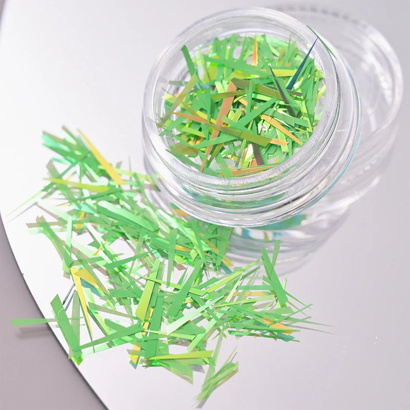 11pcs Aurora Glass Ice Cube Nail Foil Sticker 3D Glass Paper Nail Film Decals Rainbow Reflective Korean Style Nail Stickers