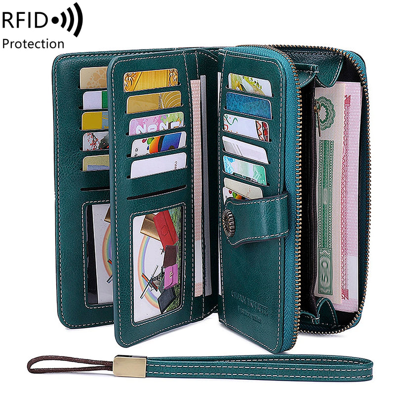 High Quality Women Wallet RFID Anti-theft Leather Wallets For Woman Long Zipper Large Ladies Clutch Bag Female Purse Card Holder