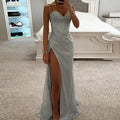 Women Elegant Slim Fit High Slit Backless Long Party Dress, Sexy Club, V Neck, Sleeveless, Spring, Summer, 2024 Newest