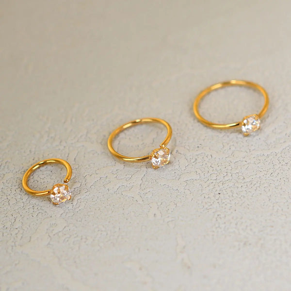 1Pair Mini Tragus Helix Piercings Stainless Steel Septum Nose Ring Studs Crystal Zircon Hoop Earrings Body Jewelry for Women Men