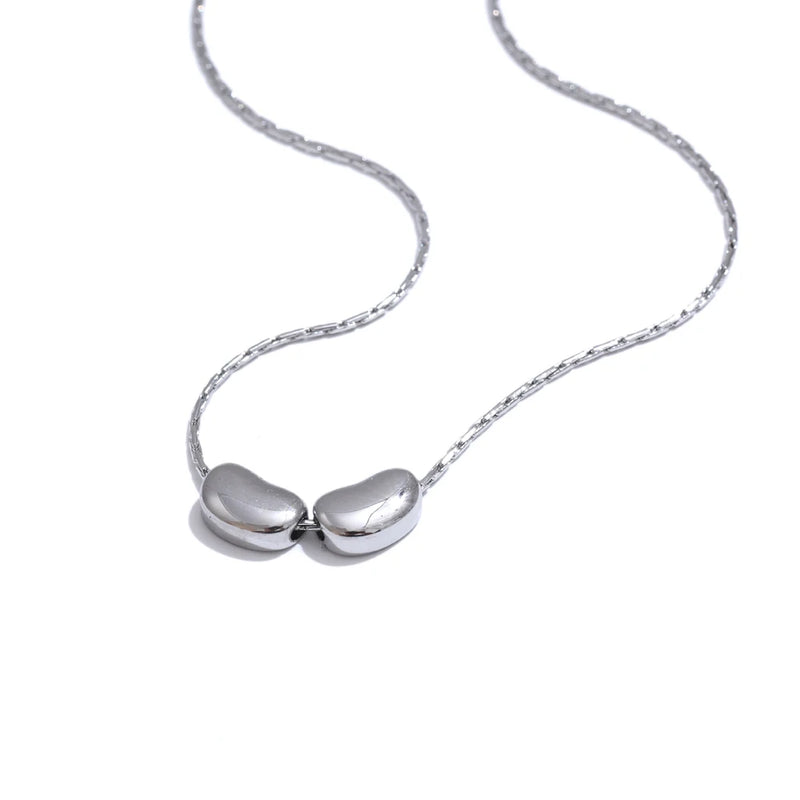 Yhpup 316L Stainless Steel Casting Metal Golden Bean Removable Pendant Necklace PVD Waterproof Office Lady Daily Jewelry Gift