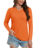 TACVASEN Cotton UPF50+ Sun Protection T-Shirts Womens Fashion V-Neck Long Sleeve Casual Tops Breathable Soft Outdoor Tee Shirts