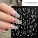 4Sheets Moon Star Heart Sun Mysterious Celestial Design Nail Art Stickers Self Adhesive Manicure Sliders For Nail Art Decoration