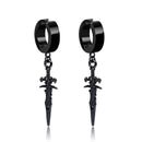 1 Pairs Stainless Steel Painless Ear Clip Earrings for Men Women Punk Sword Cross Black Non Piercing Fake Earrings Jewelry Gifts