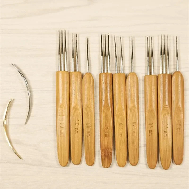 1pc Wood Plastic Crochet Braid Needle Feather Hair Extension Tools Wig Hook Needle Threader Knitting Hair Crochet Needles 7type