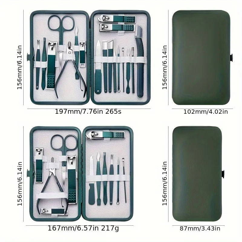 New Stainless Steel Nail Clipper Set Professional Green Grooming Tool Set Home Nail Art Set