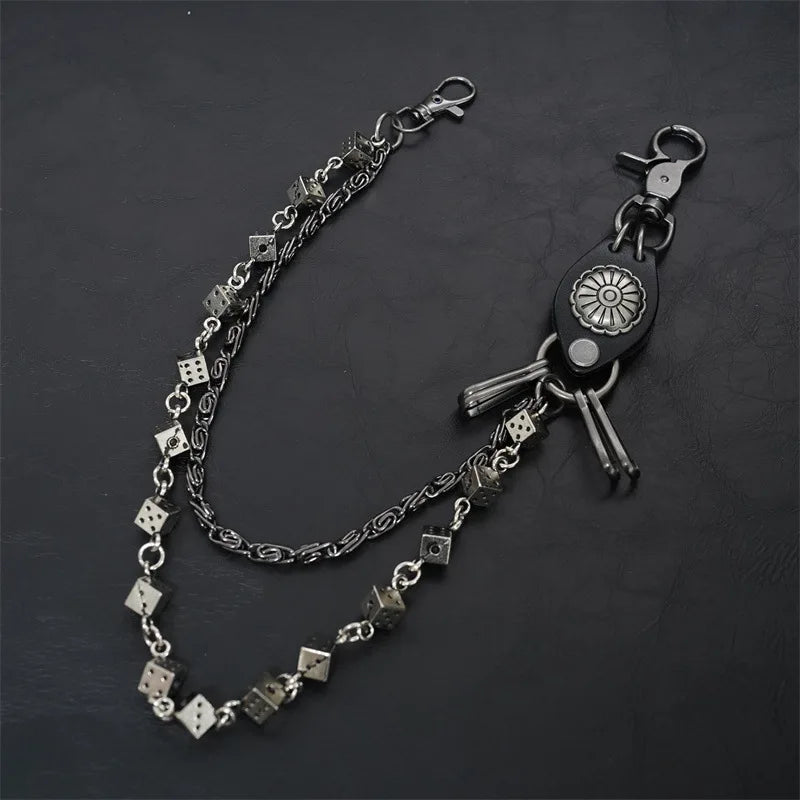 Men's Motorcycle KeyChain Jean Biker Wallet Belts Chain Skull Charm Leather Gothic Rock Pants Trousers Waist Key Men's