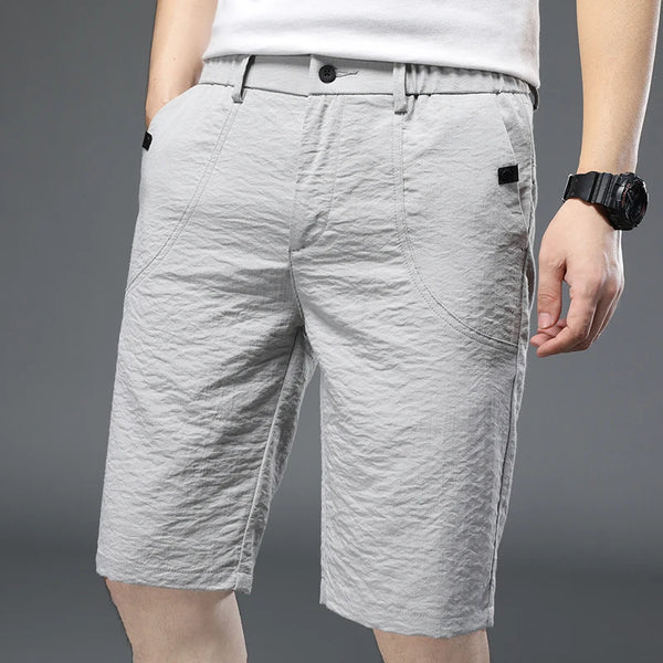 Summer Thin Men's Loose Casual Shorts Gray Black Slightly Elastic Straight Sports Shorts Beach Casual Shorts Solid Color Male