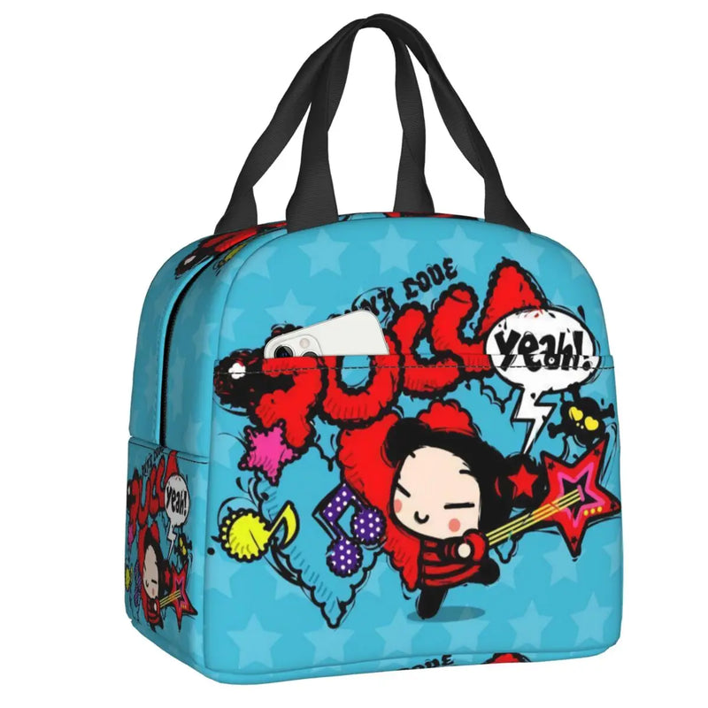 Cartoon Anime Pucca Lunch Bag Women Cooler Warm Thermal Insulated Lunch Box for Work School Office Picnic Food Tote Bags