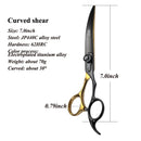 Fenice Pet Professional Dog Grooming Scissors Cutting Curved Thinning Shear Set Japan 440C Scissor Kit for Animal Beauticians