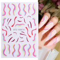 3D Snake Laser Stickers for Manicure Black Gold Abstract Leaves Luxury Nail Art Adhesive Slider Polish Decor Decals SASW-SJ