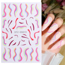 3D Snake Laser Stickers for Manicure Black Gold Abstract Leaves Luxury Nail Art Adhesive Slider Polish Decor Decals SASW-SJ