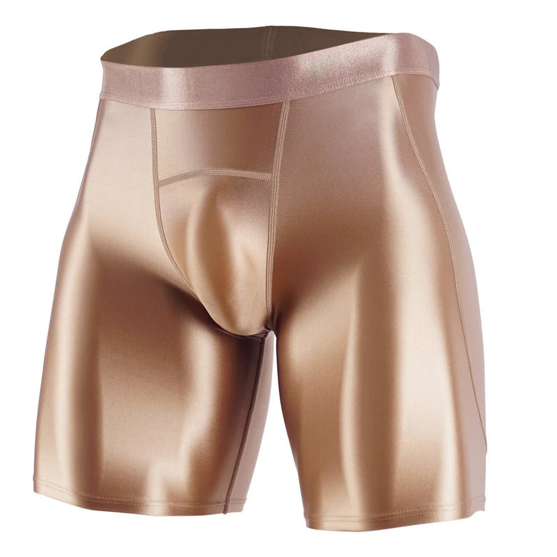 Men Thin Fitness Tights Summer Slim Bottoms Satin Glossy Leggings Streetwear Athletic Pants Quick-drying Skinny Sports Shorts