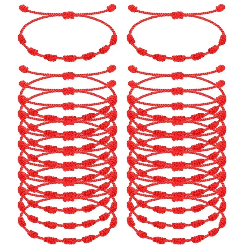 Handmade 7 Knots Red String Bracelet For Couple Protection Good Luck Amulet for Success Rope Braided Bracelet Jewelry Gifts