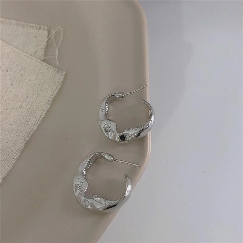 2023 New Fashion Lavender Purple Earrings for Woman Metal Golden Twisted Art Line Purple Stud Earrings Gift Jewelry Wholesale