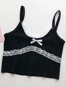 HELIAR Women Lace Bowknot Tops Female Plain Straps Tank Tops Streetwear Camisole Cute Crop Tops For Women 2023 Summer