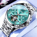 OUPINKE 3240 Automatic Watches Men 44mm Large Dial Tungsten Steel Strap Skeleton Flywheel Mechanical Watch for Men Luxury Watch
