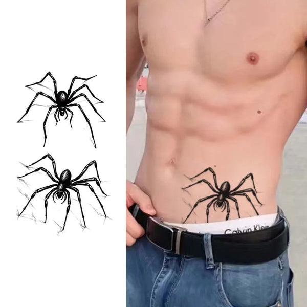 Spider Waterproof Temporary Tattoo for Arm and Abdomen, Long-Lasting, Realistic Fake Tattoo for Men and Women