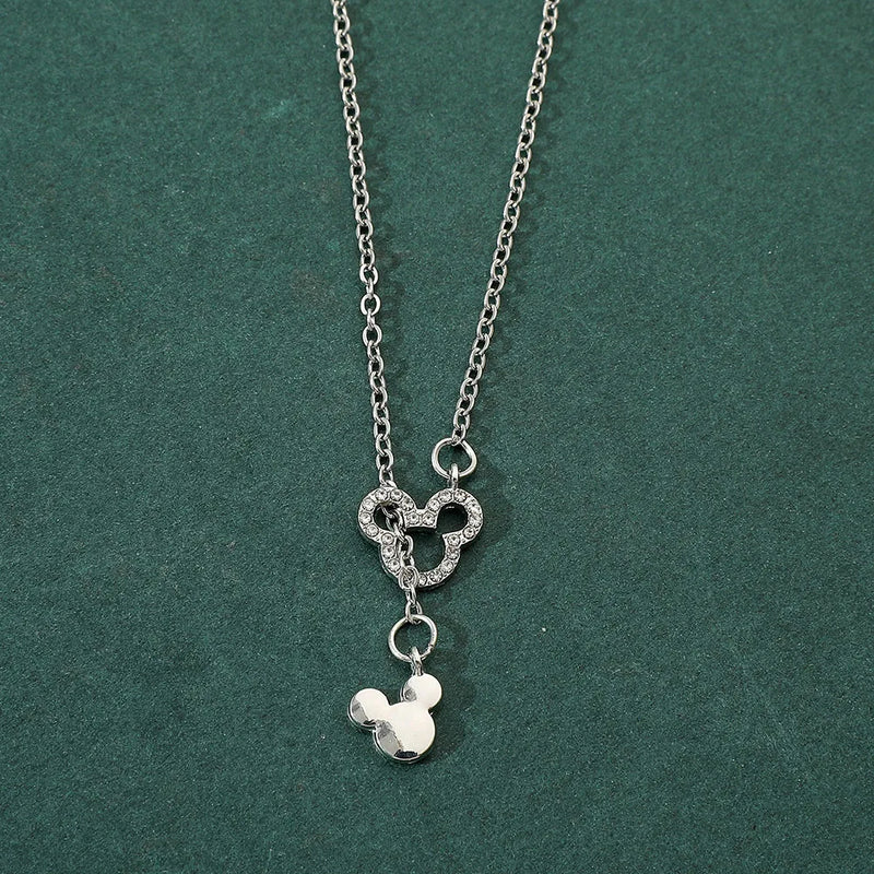 Disney Anime Mickey Mouse Necklace Kawaii Minnie Metal Pendant Cartoon Simple Necklace for Women Accessories Gifts