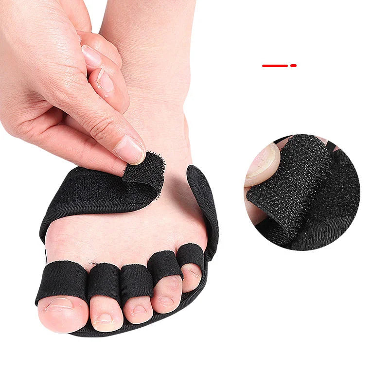 1 Pair Adjustable 5 Finger Half Palm Forefoot Cushion Thumb Toe Eversion Overlapping Hammer Shaped Toe Splitter Foot Care Tools
