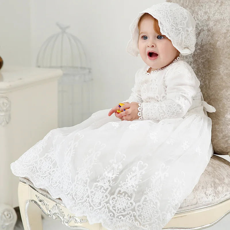 European and American Extended Baptismal Extra Christening Gown Baby Party Dress Baby Girl Dress Vestidos Para Navidad De Bebes