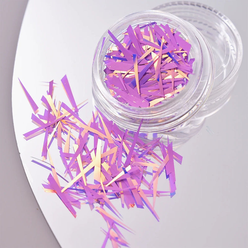 11pcs Aurora Glass Ice Cube Nail Foil Sticker 3D Glass Paper Nail Film Decals Rainbow Reflective Korean Style Nail Stickers