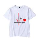 Summer Couple Heart Beats for You Print T Shirt Causal Women Man Tee Shirt Couples T Shirts O Neck Tops Harajuku Lovers Clothing