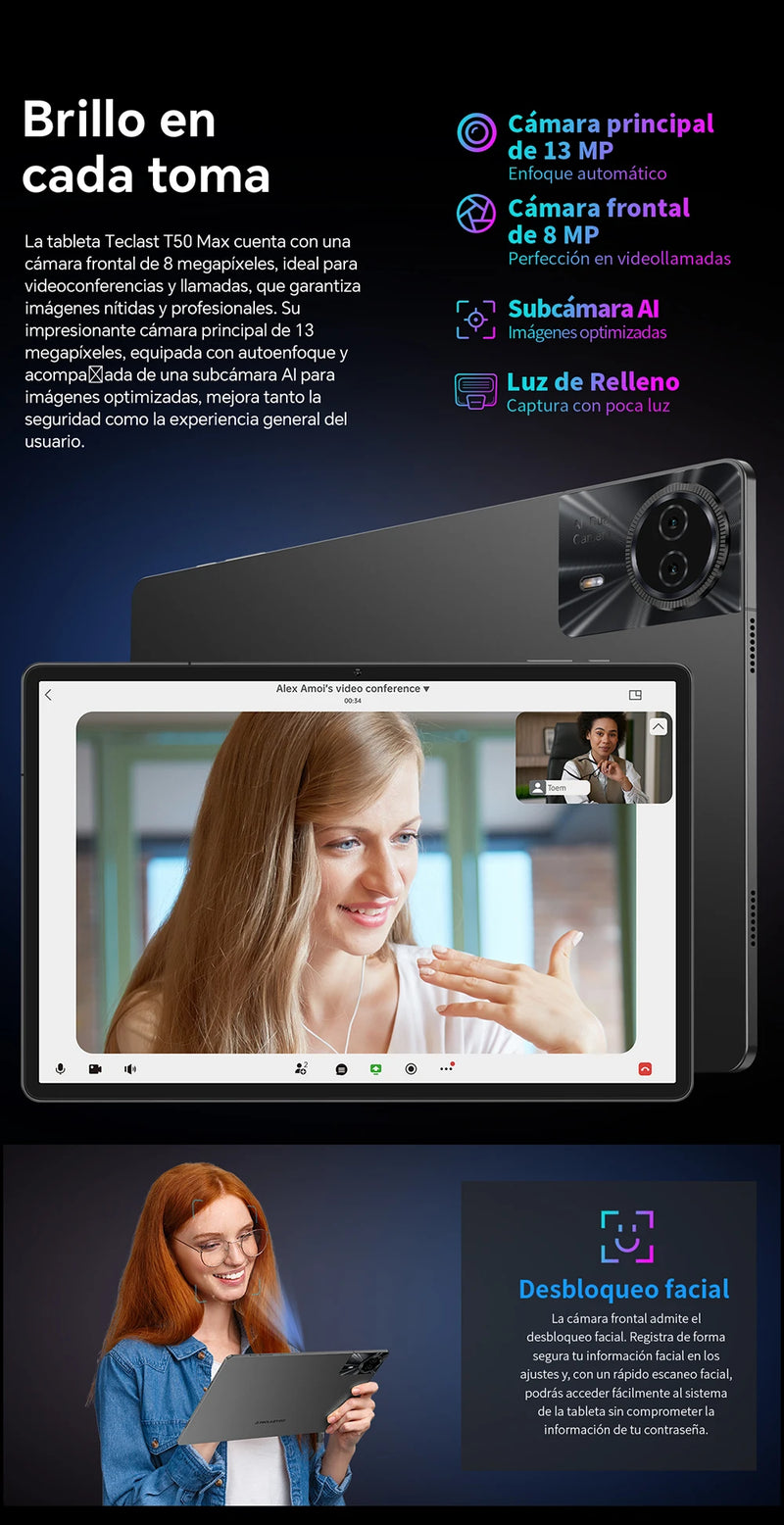 Teclast T50Max Android 14 Tablet 11 90Hz Refresh Rate Max 20GB RAM 256GB ROM Helio G99 CPU 8000mAh 18W Fast Charging 4G LTE GPS