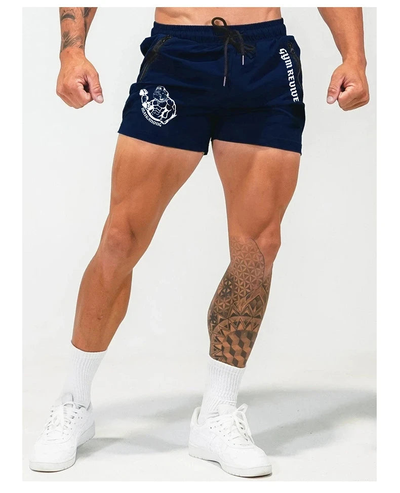 Men's Summer Printed Quick-drying Shorts With Double Side Zipper Pockets Designed For Running Basketball Training Fitness Shorts