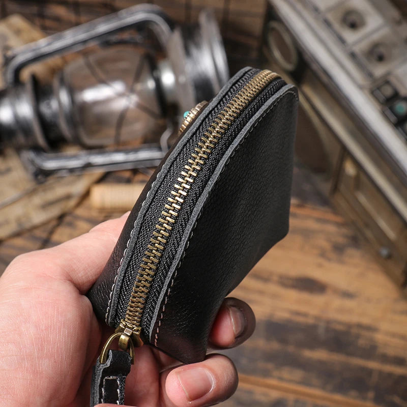 LUOKIR High Grade Real Leather Coin Purse Men's Fashion Key Bag Women Luxury Small Wallet Bank Card Bluetooth Headset Organizer