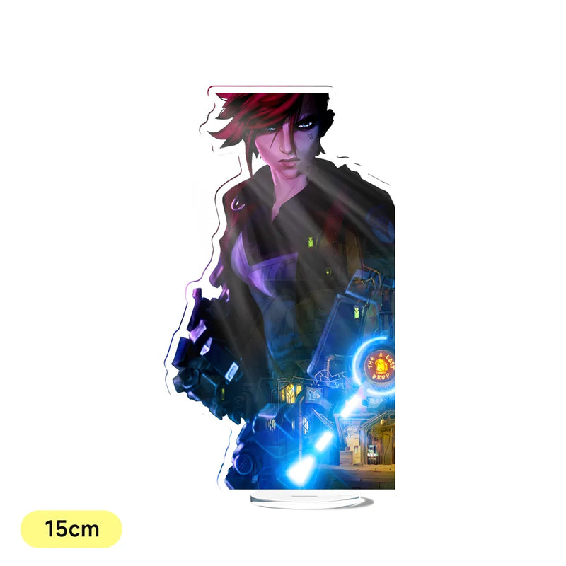 Anime Arcane League of Legends Jinx Vi Acrylic Acrylic Stand Cosplay Model Plate Desk Decor Standing Sign Prop Fans