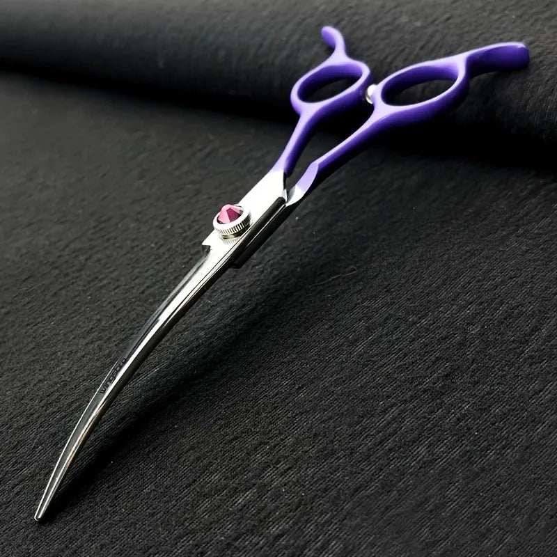 Professional Curved Dog Grooming Scissors 440C Stainless Steel Pet Cutting Shears Safety Trimming For Dogs Cats