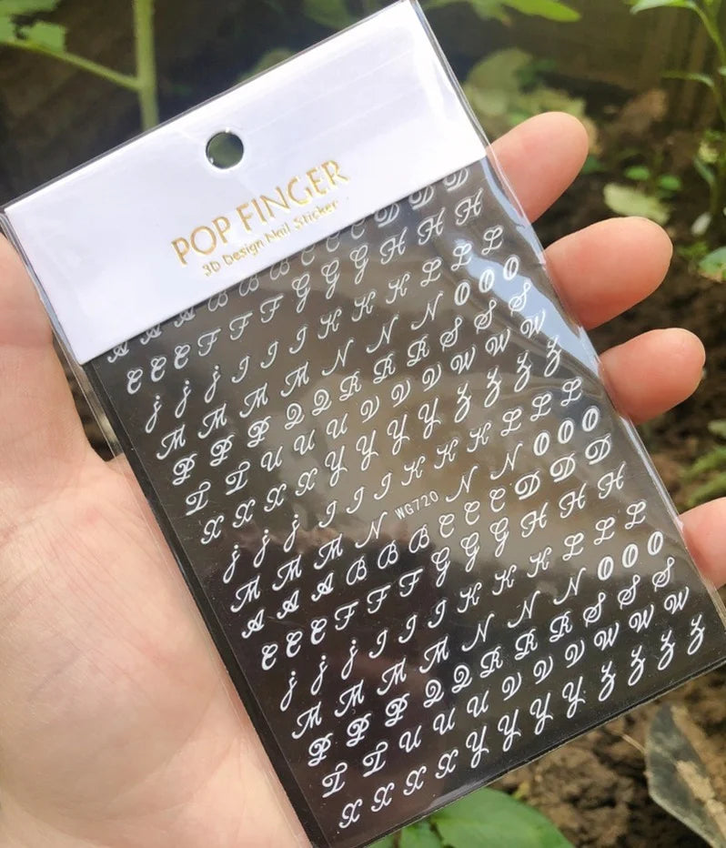 Newest Black Numbers English Letter Design 3d Self Adhesive Decal Slider DIY Decoration Manicure Tools Nail Sticker Accessories