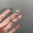 Lava Waterdrop Inlaid Square Zircon Stud Earrings Personality Creativity Irregular Silver Color Ear Wedding Jewelry Gift