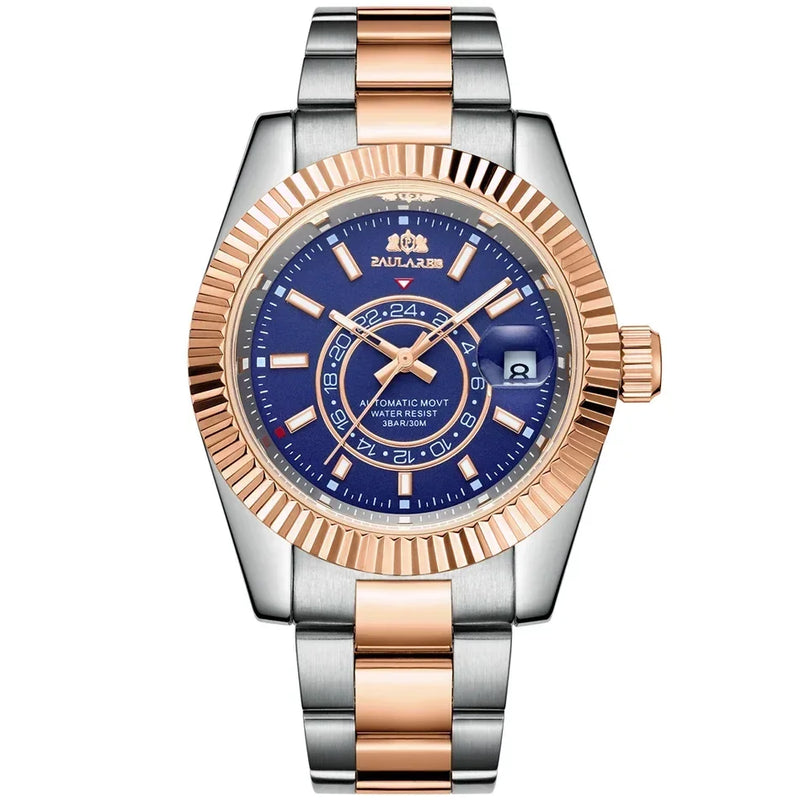 Automatic Watch for Men Mechanical Movement Stainless Steel Rose Gold Blue Luxury Sky 40mm Reloj Hombre Baratos