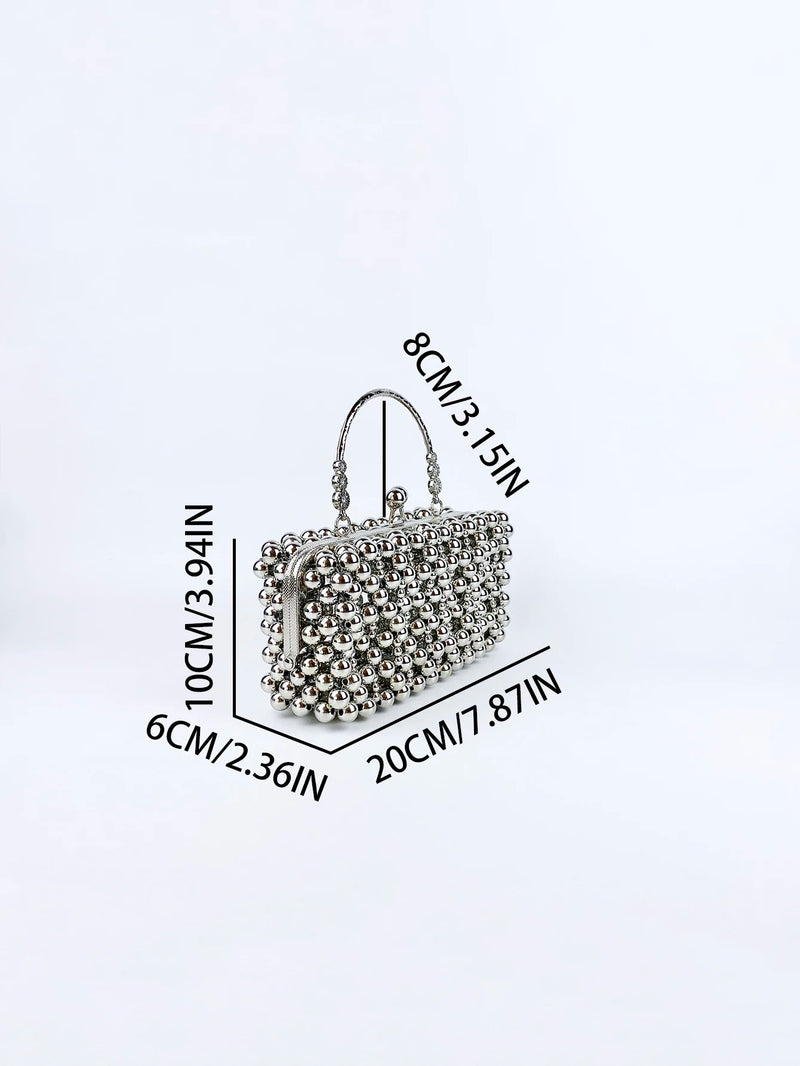 Fairy style silver small bag, women's new square bag, fashionable and high-end handbag, banquet bag