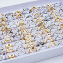 10Pcs/Lot Fashion Classic Rhinestone Stainless Steel Rings For Women Simple Shiny Colorful Finger Jewelry Wedding Party Gifts