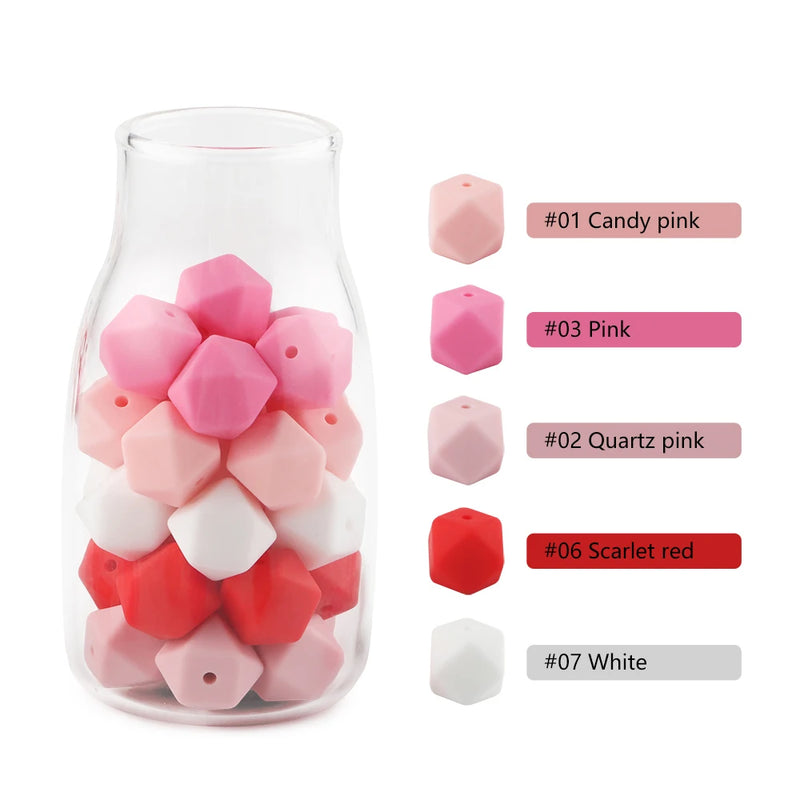 Kovict 14/17mm 10pcs Hexagon Silicone Beads For Jewelry Making Silicone Bead To Make Bracelets Necklace Making Accessories