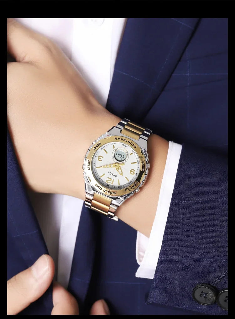 Reloj electrónico SKMEI 2310 resistente al agua para hombre, reloj de pulsera digital de acero inoxidable, reloj de lujo para hombre, reloj con movimiento, reloj para hombre