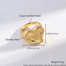 New Irregular Stainless Steel Chunky Dome Ring for Women Men Statement Croissant Ring Wide Double Layer Rings Party Jewelry Gift