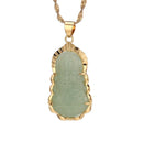 Green Jade Guanyin Pendant Necklace Chinese Buddha Buddhist Charm Maitreya Amulet Hinduism Jewelry