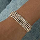 Luxury Bling Crystal Rhinestone Bracelets for Women Silver Color Elegant Bridal Wedding Jewelry