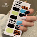 New 16 Strips Autumn Nail Stickers Full Cover Nail Patch Leopard Print 3D Nail Stickers Nail Polish Strips DIY Nail Art Making