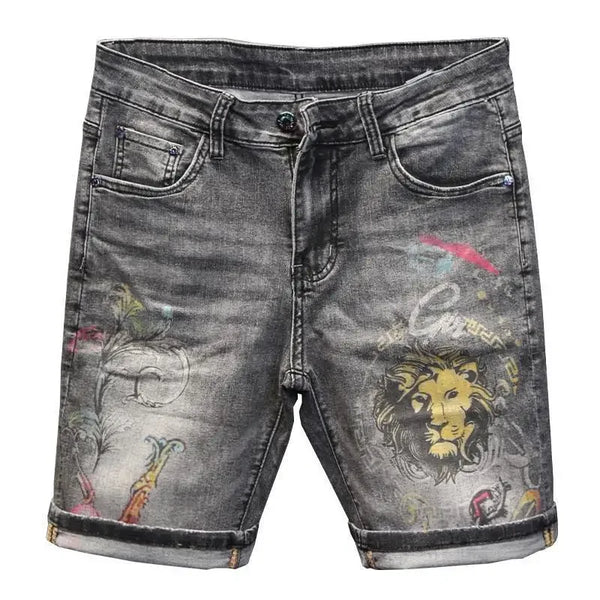 Male Denim Shorts Graphic Black Gray Men's Short Jeans Pants Designer with Comfortable Vintage Retro New in Sale Original Xxxl