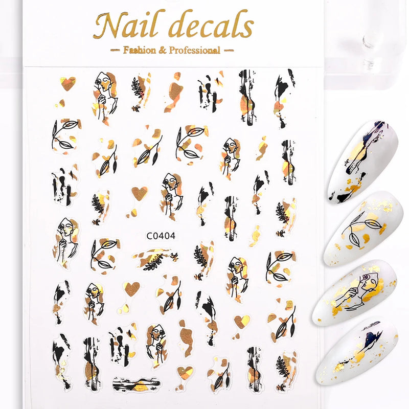 1 Pc Nail Strip Stickers Black/Gold/Rose Gold/Silver Metal Strip Tape Nail Art Adhesive DIY Foil Tips Nail Sticker Decals NK11