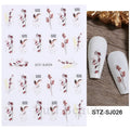 Shiny Maple Geometry Autumn Nail Art Stickers Laser Sector Fall Leaves Decals Cute Squirrel Slider Manicure Decorations CHCJ-076