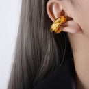 Fashion Commuter Niche Ins Style Elegant Minimalist Glossy Simple Stainless Steel Gold Plated round Ear Clip as Women Gift