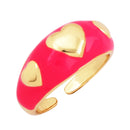 Heart Enamel Ring, Neon Pink Orange Turquoise Blue Pendant Oil Dropped, Sweet Romantic Party Jewelry Wholesale P33