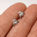 Huitan Dainty Bee Stud Earrings for Women 4 Metal Colors Simple Stylish Girls Ear Piercing Earrings Fancy Gift Statement Jewelry